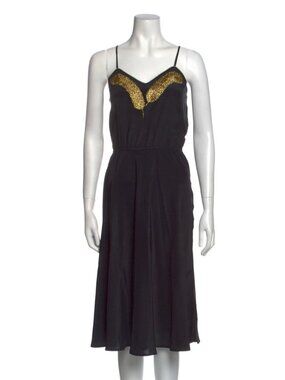 Beyond Vintage For Scoop Silk Dress With Gold Embroidery